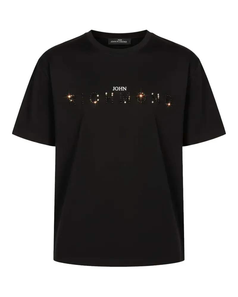 John Richmond T-Shirt mit kristallverziertem Logo - Schwarz Schwarz