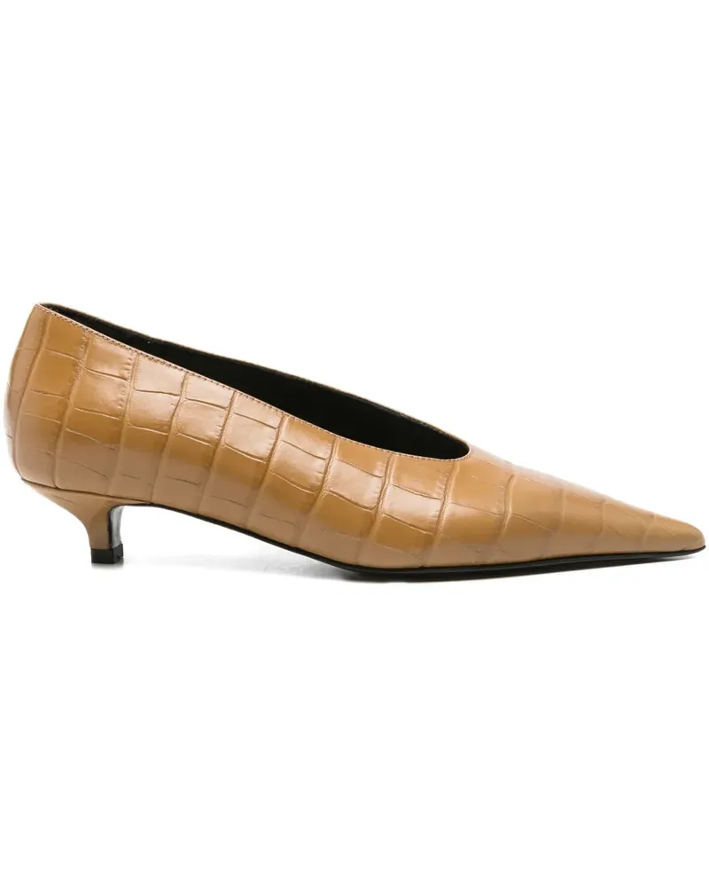 Totême Spitze Pumps mit Kroko-Effekt 20mm - Nude Nude