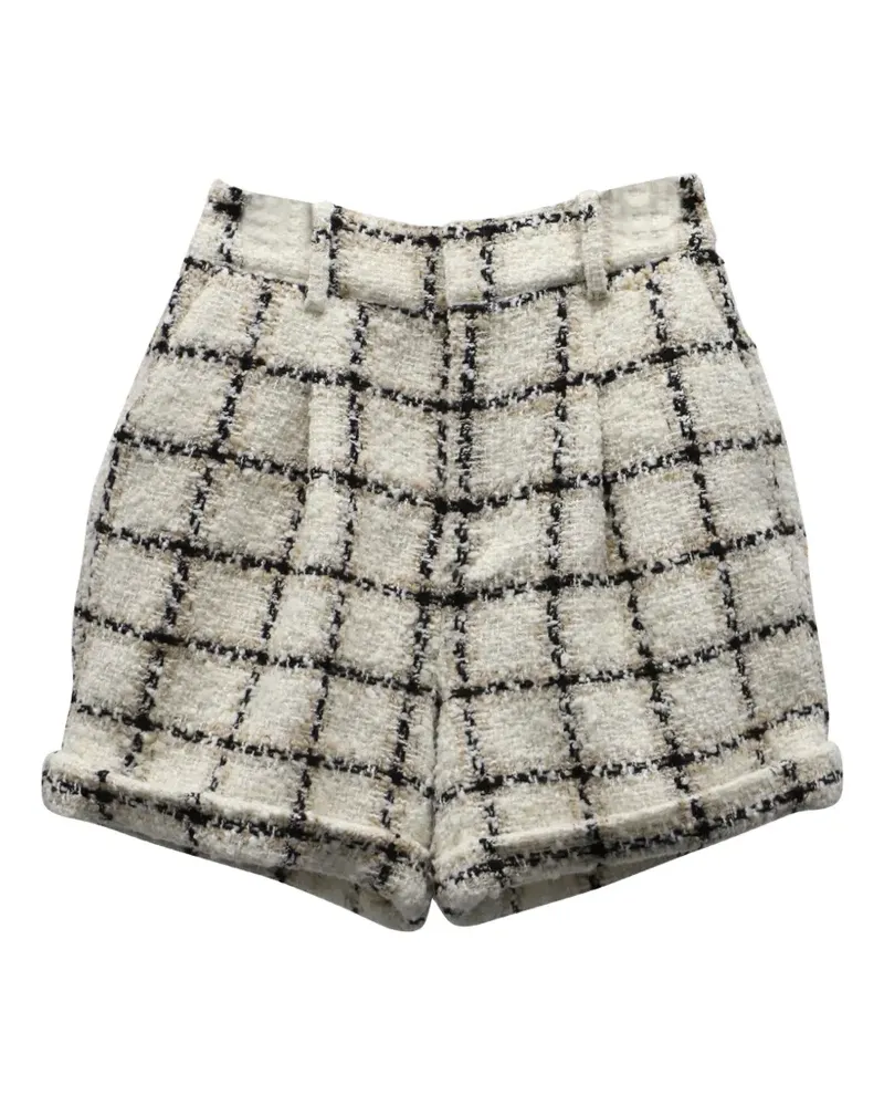 Anine Bing tweed plaid shorts - Nude Nude