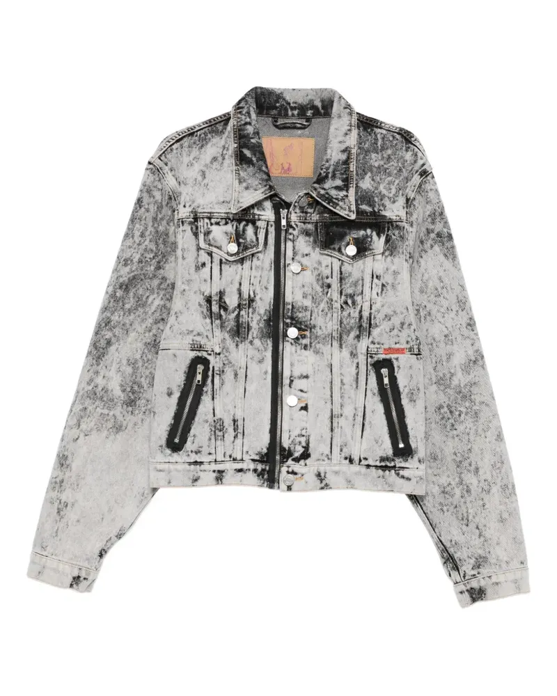 Martine Rose zip-front washed denim jacket - Grau Grau