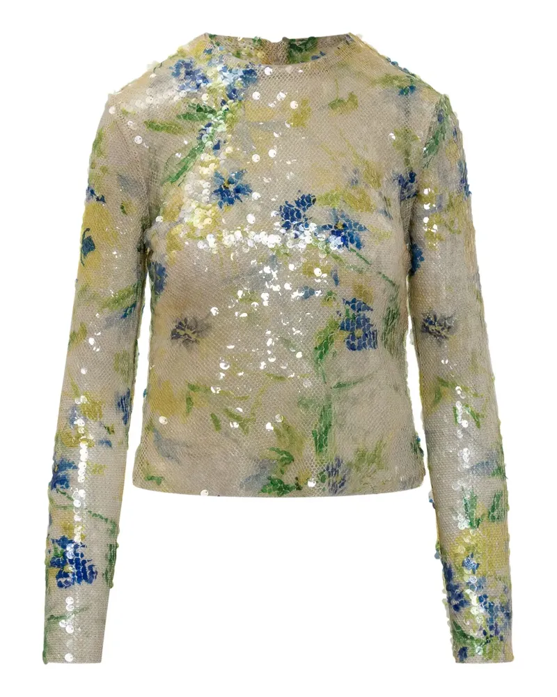 MSGM Bluse mit Pailletten - Gelb Gelb