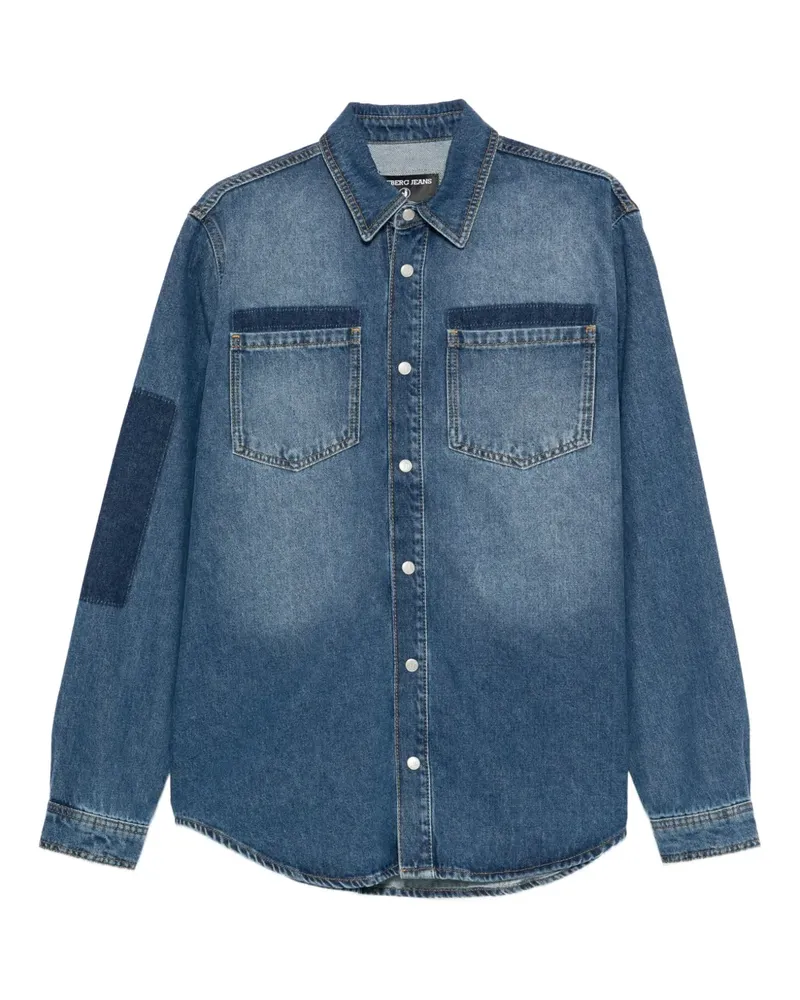 Iceberg Jeanshemd mit Logo-Patch - Blau Blau