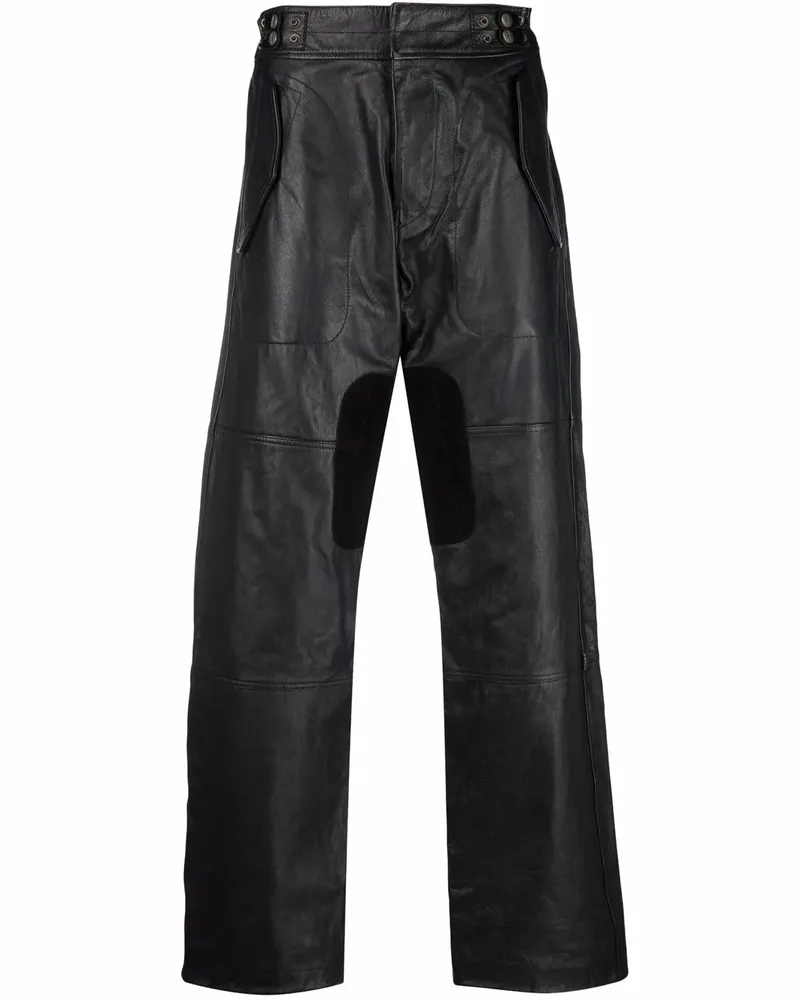 Diesel Lederhose mit geradem Bein - Schwarz Schwarz