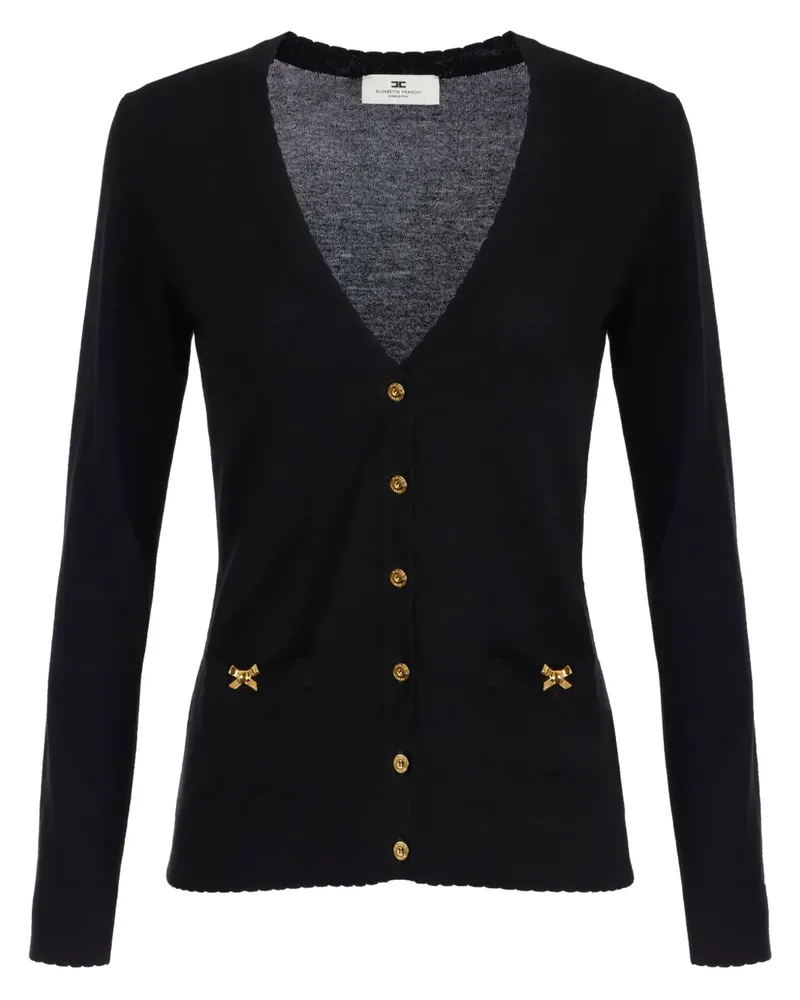 Elisabetta Franchi Cardigan mit goldfarbenen Schleifen - Schwarz Schwarz