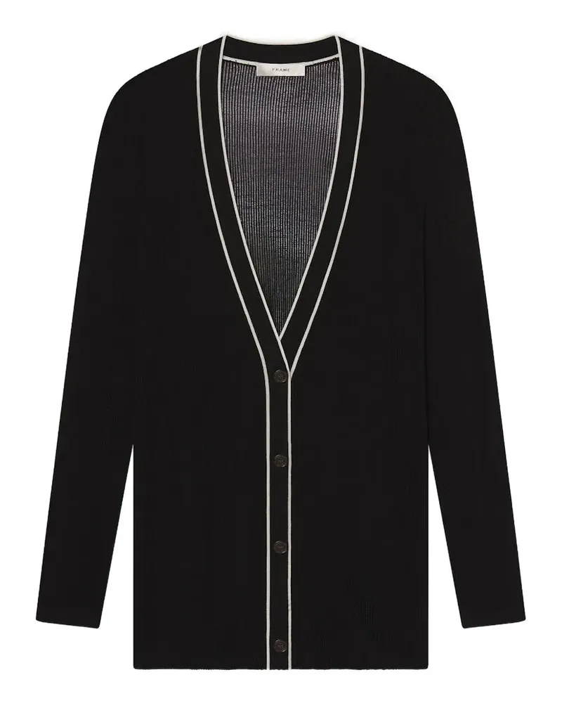 Frame Denim ribbed-knit V-neck cardigan - Schwarz Schwarz