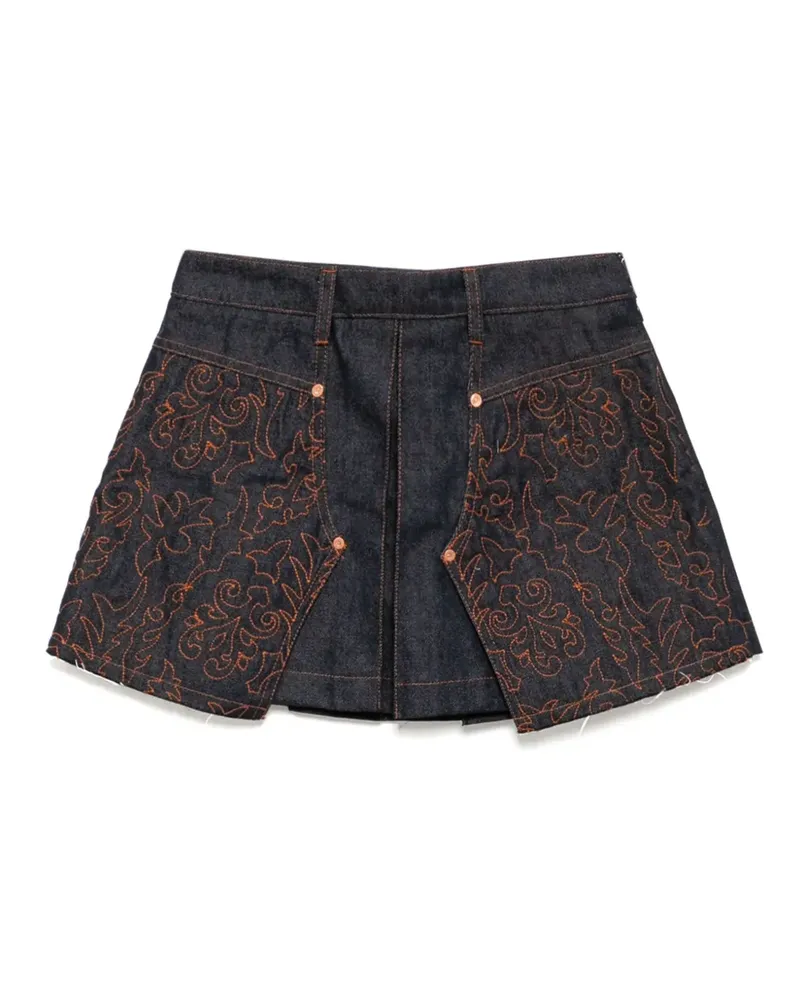 Andersson Bell Bestickter Jeansrock mit Falten - Blau Blau