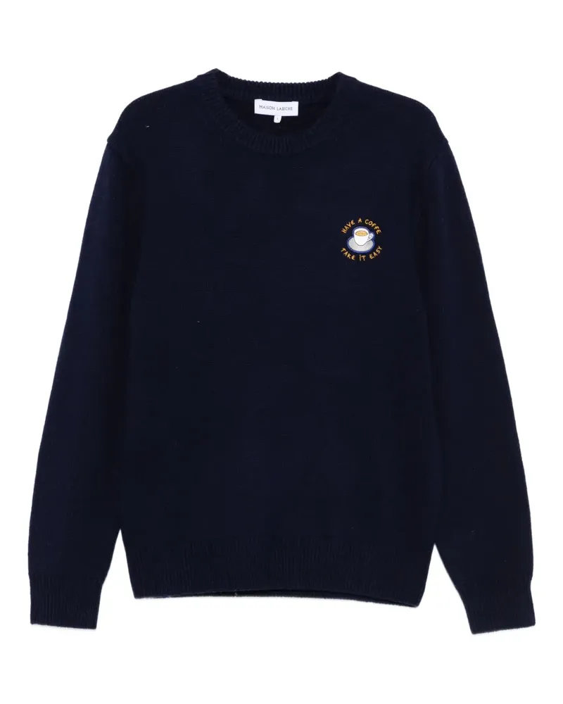 Maison Labiche Mawas embroidered-detail crew-neck sweater - Blau Blau