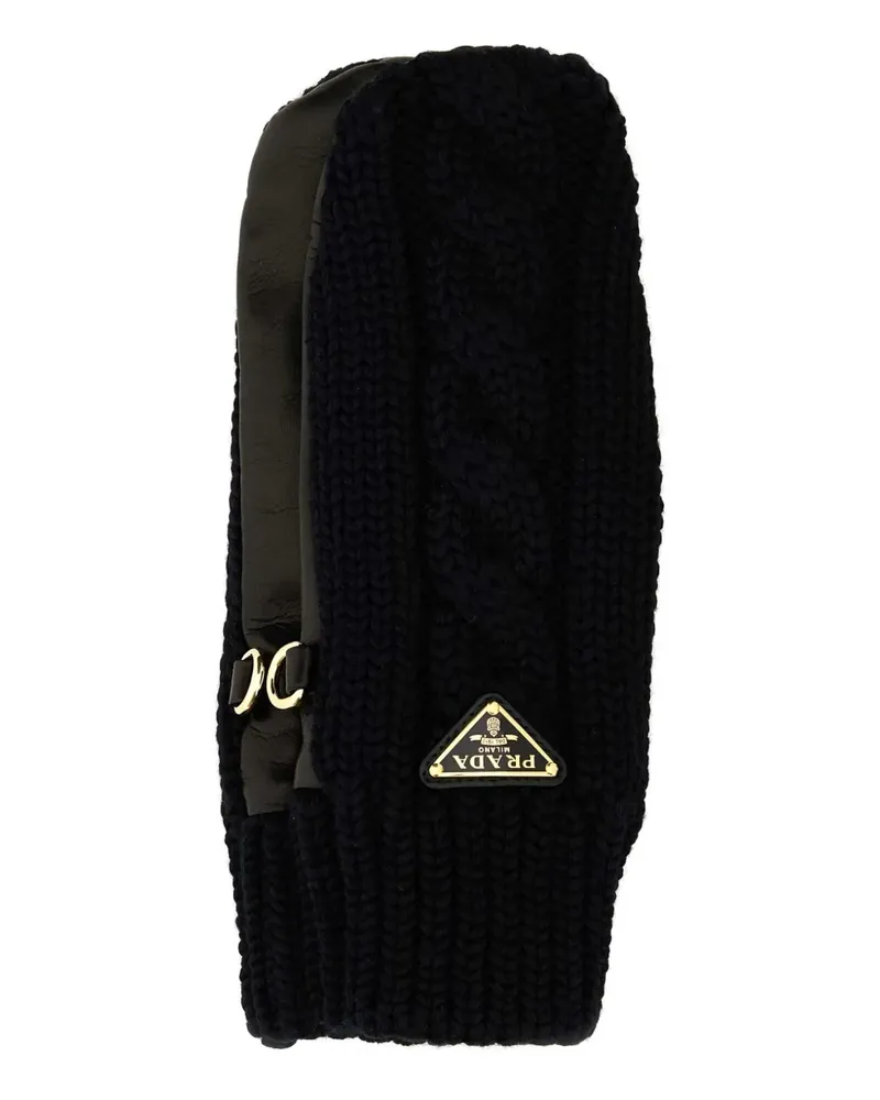 Prada Handschuhe mit emailliertem Triangel-Logo - Schwarz Schwarz