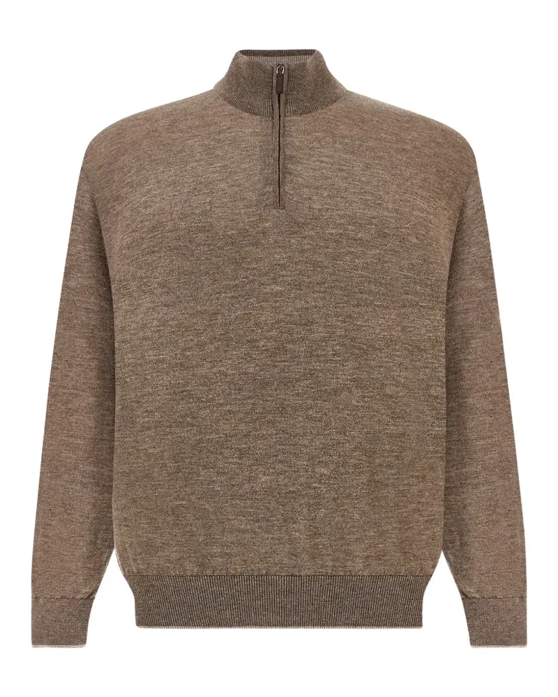 Paul & Shark Piuma Pullover mit Reißverschluss - Braun Braun