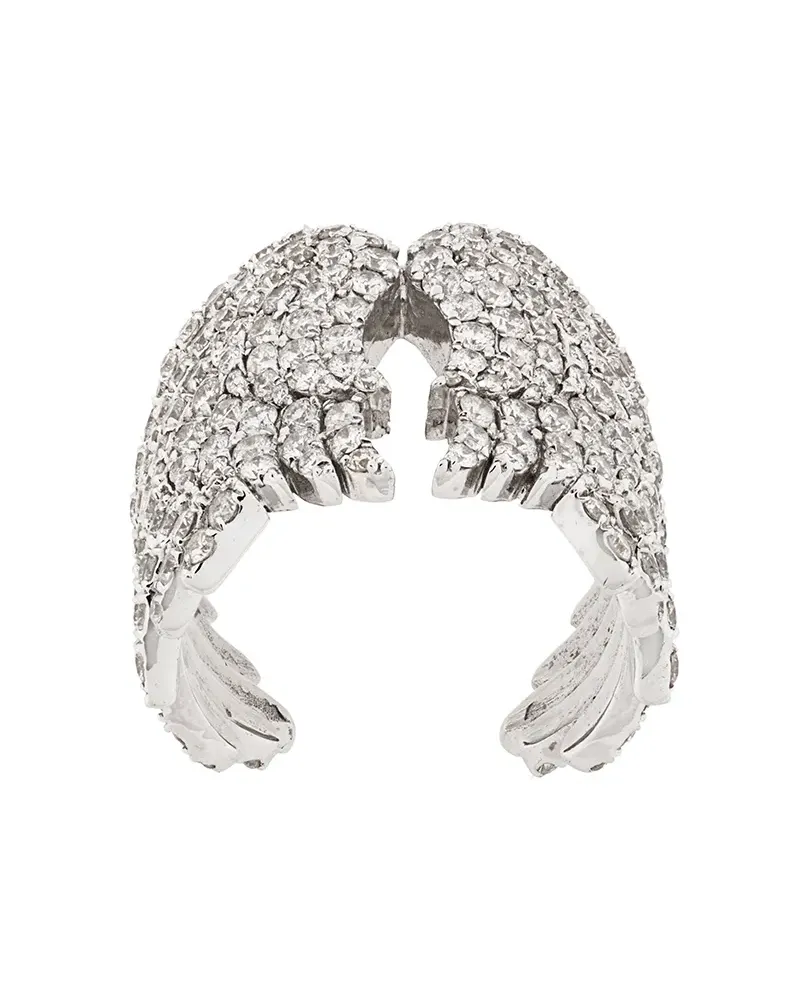 Monan 18kt Weißgoldring mit Diamanten - Metallic Metallic