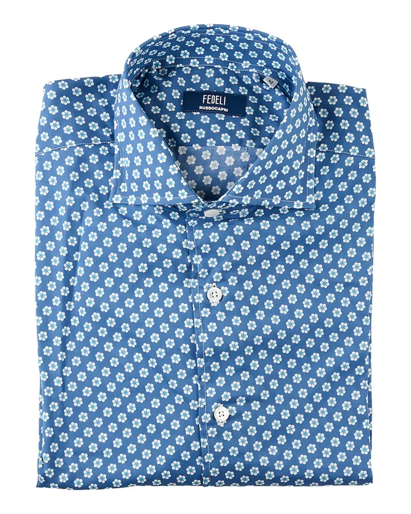 Fedeli Hemd mit Blumenprint - Blau Blau