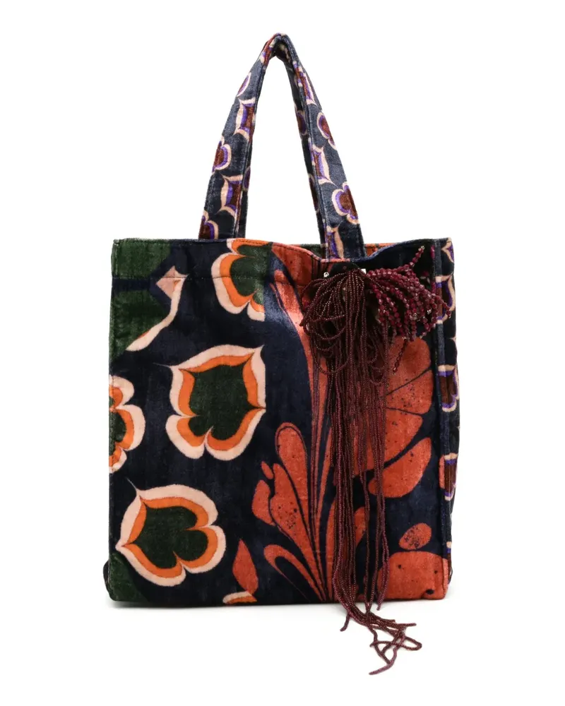 Biyan beaded floral-print tote bag - Blau Blau