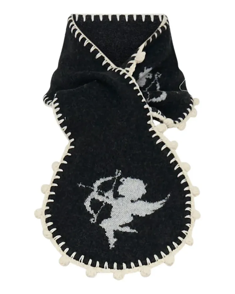 Renli Su Cupid intarsia-knit scarf - Schwarz Schwarz