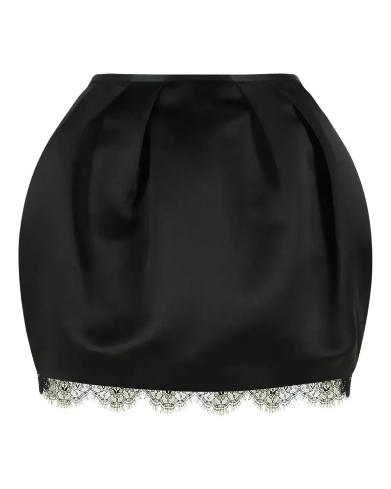 Blumarine Faltenrock mit Spitzenbesatz - Schwarz Schwarz