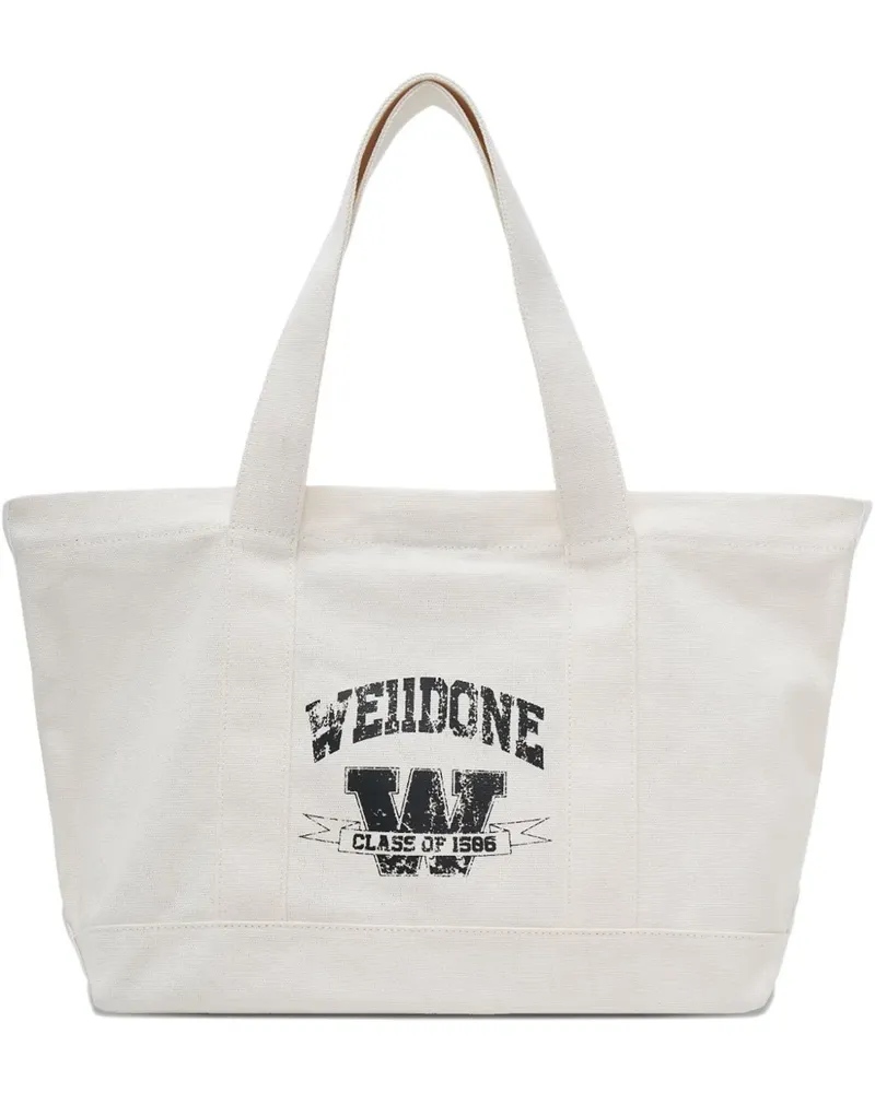 WE 11 DONE collegiate-logo tote bag - Beige Beige