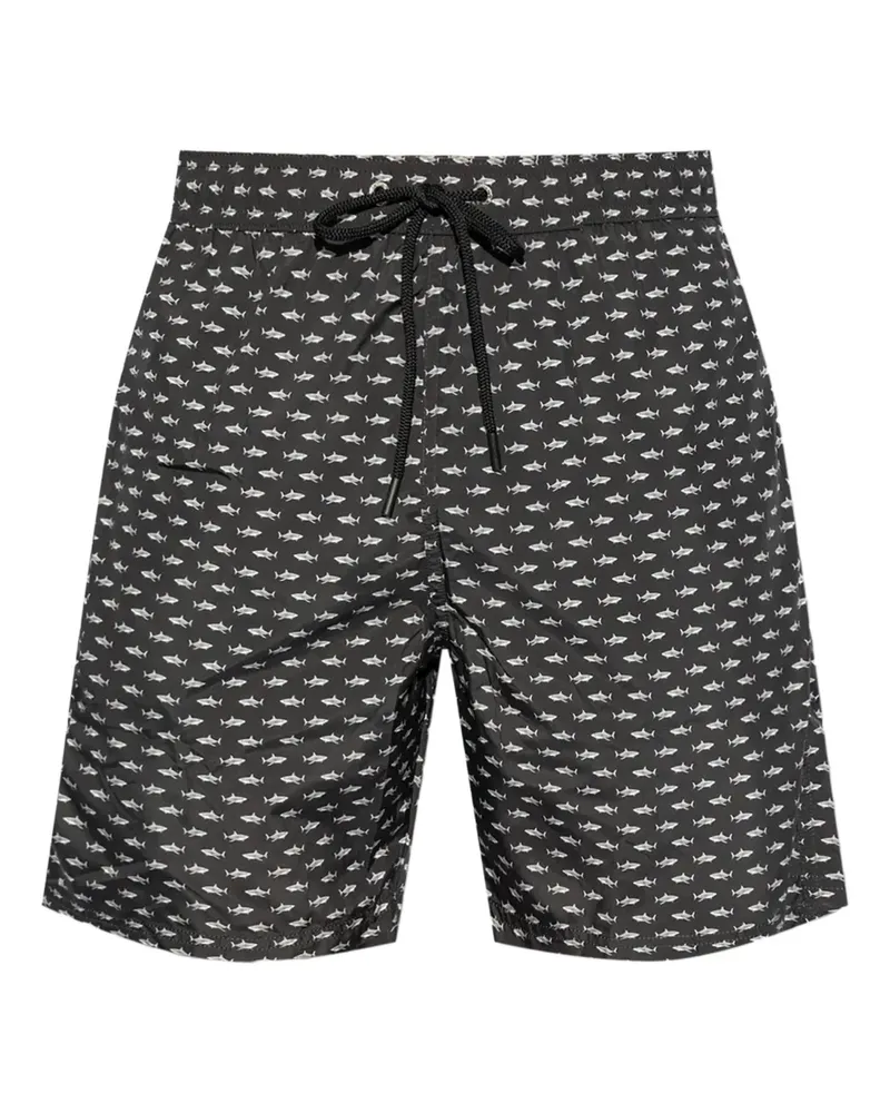 Paul & Shark Badeshorts mit Hai-Print - Schwarz Schwarz