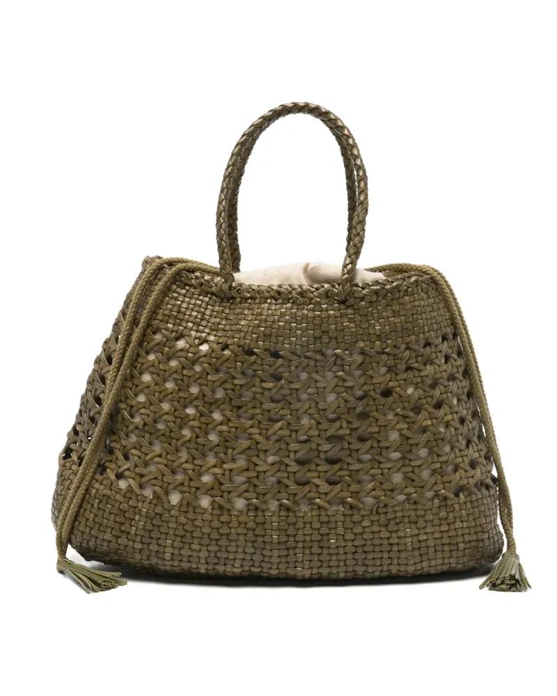 Dragon Diffusion Santa Cano woven braided tote bag - Grün Grün