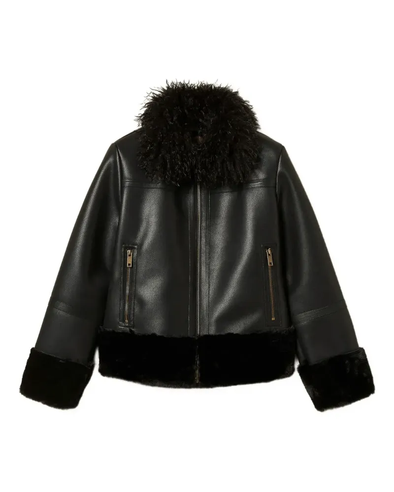 Twin-Set Mantel aus Faux-Leder - Schwarz Schwarz