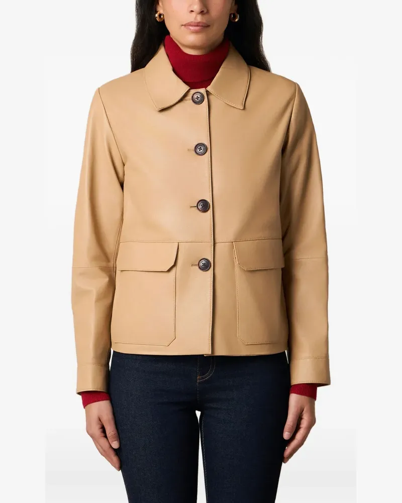 Brooks Brothers shirt-collar leather jacket - Nude Nude