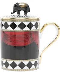 Ginori 1735 Elephant Tasse mit geometrischem Print Schwarz