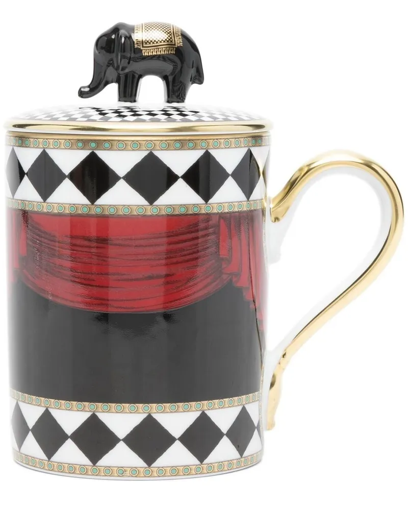 Ginori 1735 Elephant Tasse mit geometrischem Print Schwarz