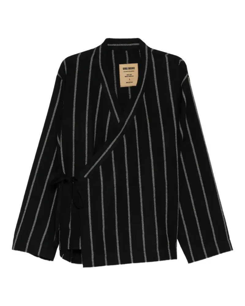 Uma Wang Wickelblazer mit Längsstreifen - Schwarz Schwarz