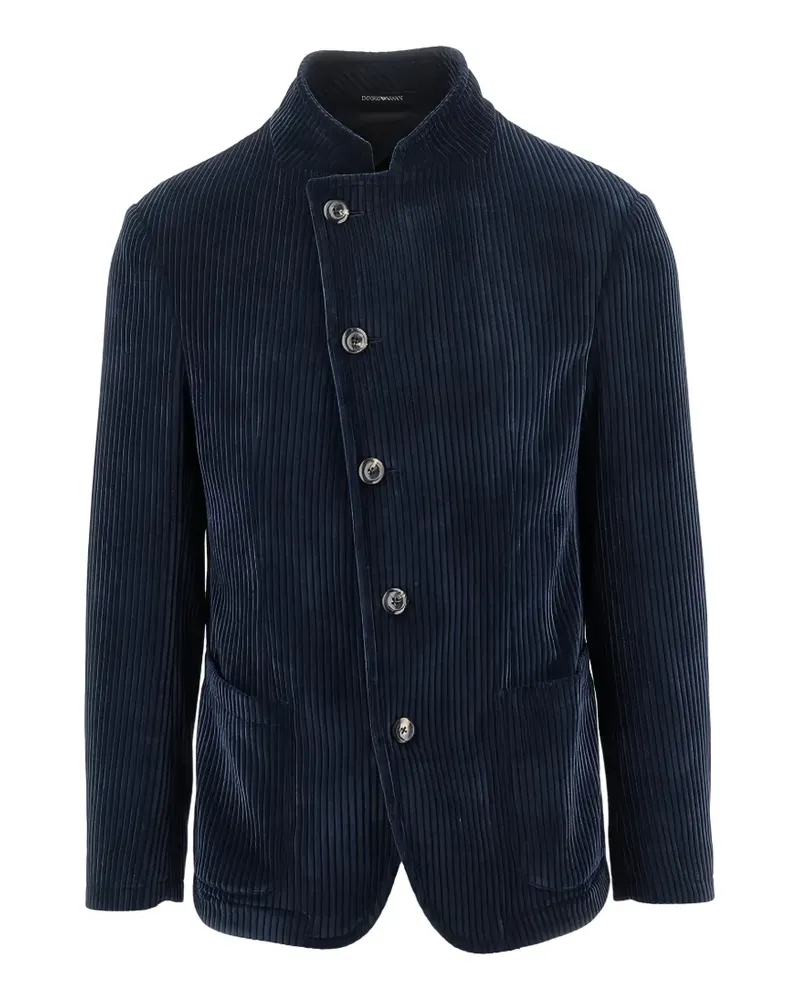 Emporio Armani corduroy mandarin-collar jacket - Blau Blau