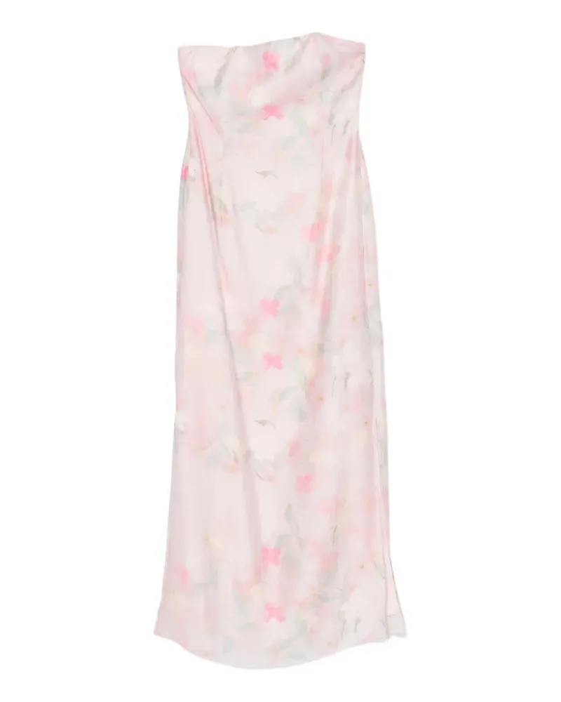 BERNADETTE Elora floral-print strapless midi dress - Rosa Rosa