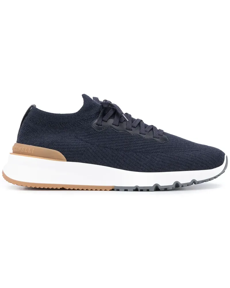 Brunello Cucinelli Sneakers in Strickoptik - Blau Blau