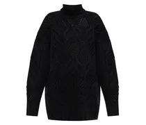 Oversized-Pullover mit Rautenmuster - Schwarz