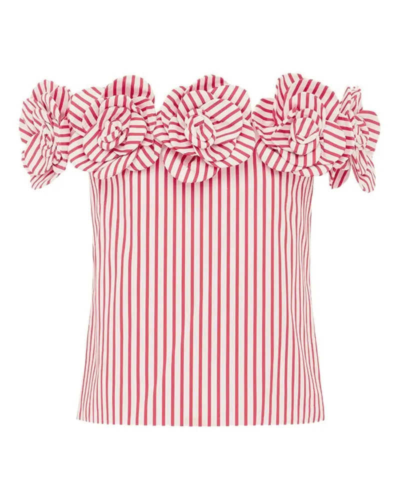 LEO LIN Gestreifte Bluse mit Blumen - Rot Rot