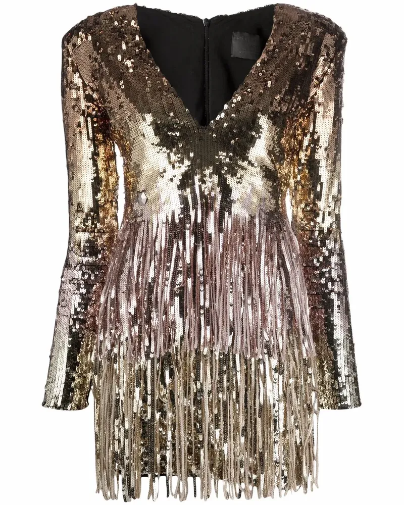Philipp Plein Kleid mit Fransen - Gold Gold