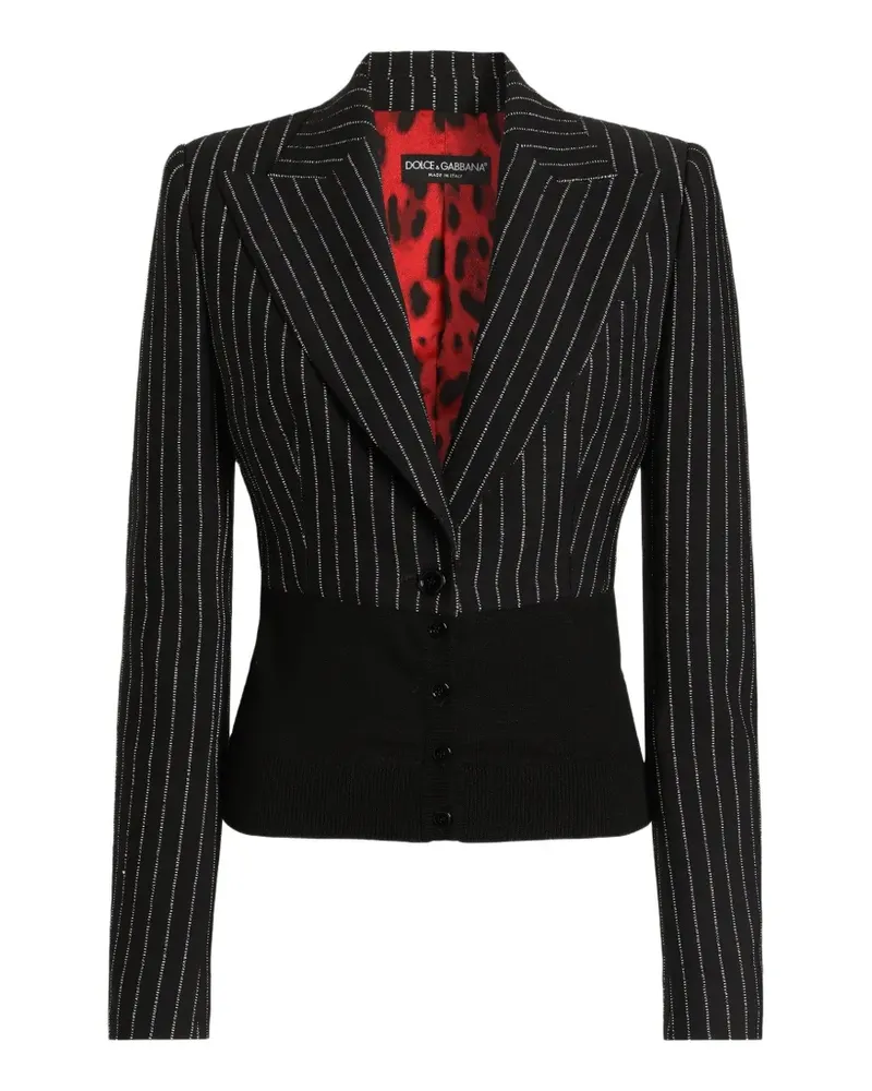 Dolce & Gabbana Einreihige Turlington Jacke aus Wolle mit Nadelstreifen - Schwarz Schwarz