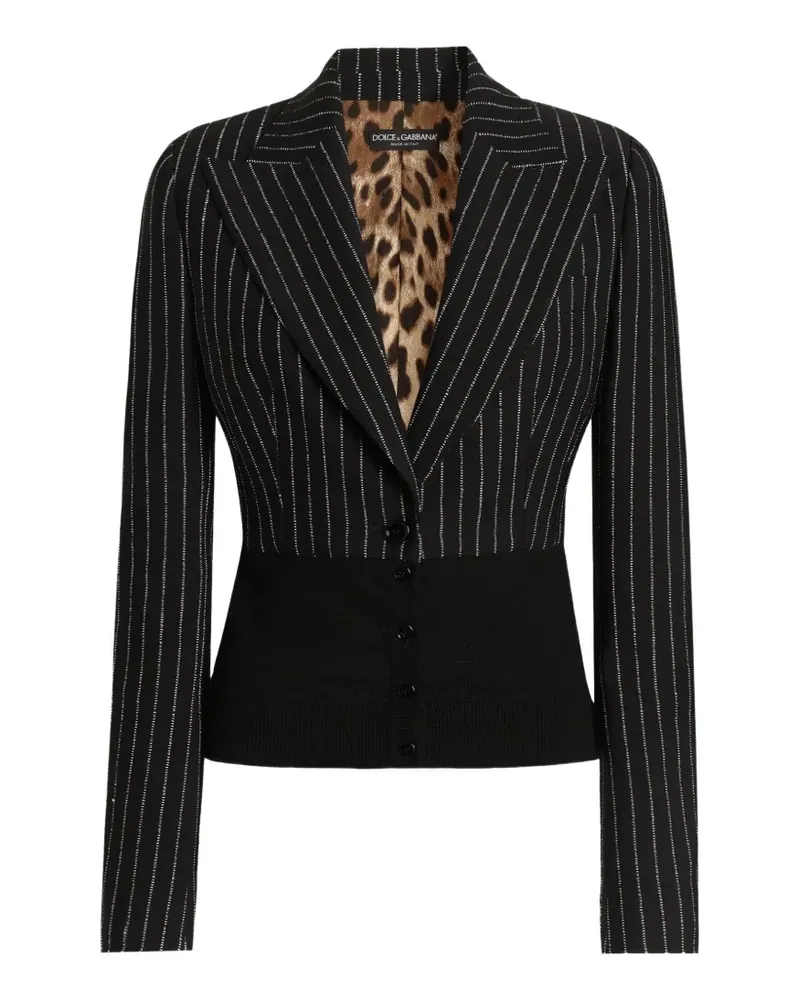 Dolce & Gabbana Einreihige Turlington Jacke aus Wolle mit Nadelstreifen - Schwarz Schwarz