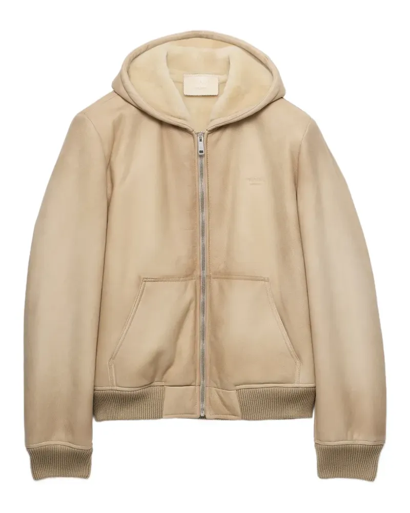 Prada shearling bomber jacket - Nude Nude