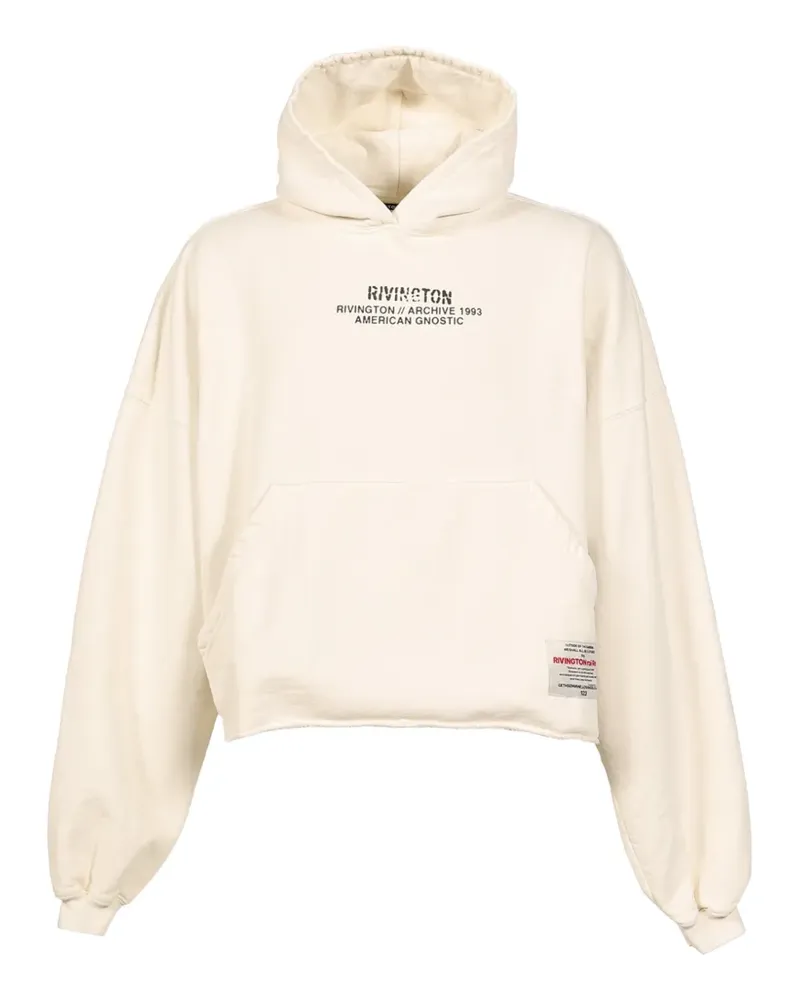 RRR123 Archive American logo-print cropped hoodie - Nude Nude