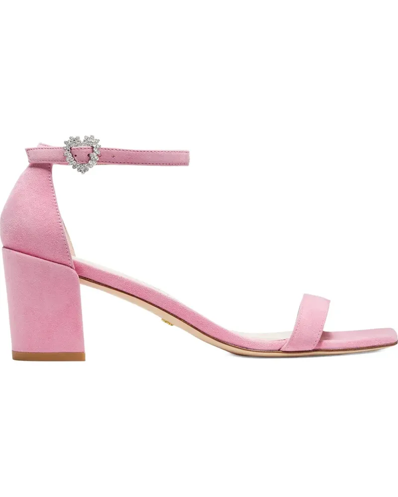 Stuart Weitzman Simple Heart crystal-heart-embellished sandals - Rosa Rosa