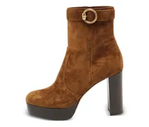 Plateau-Stiefeletten mit Schnalle - Braun