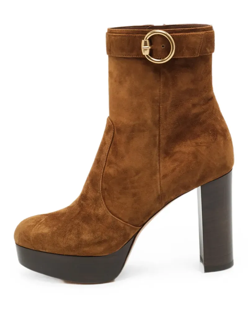 Gianvito Rossi Plateau-Stiefeletten mit Schnalle - Braun Braun