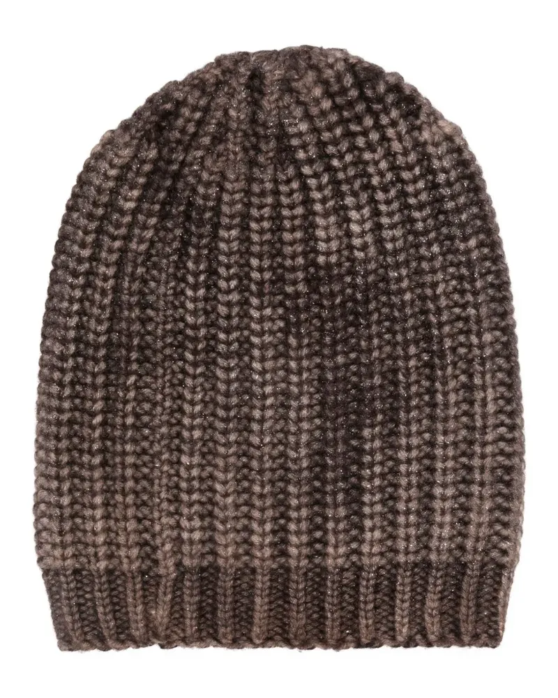 Avant Toi ribbed metallic-threading beanie - Braun Braun