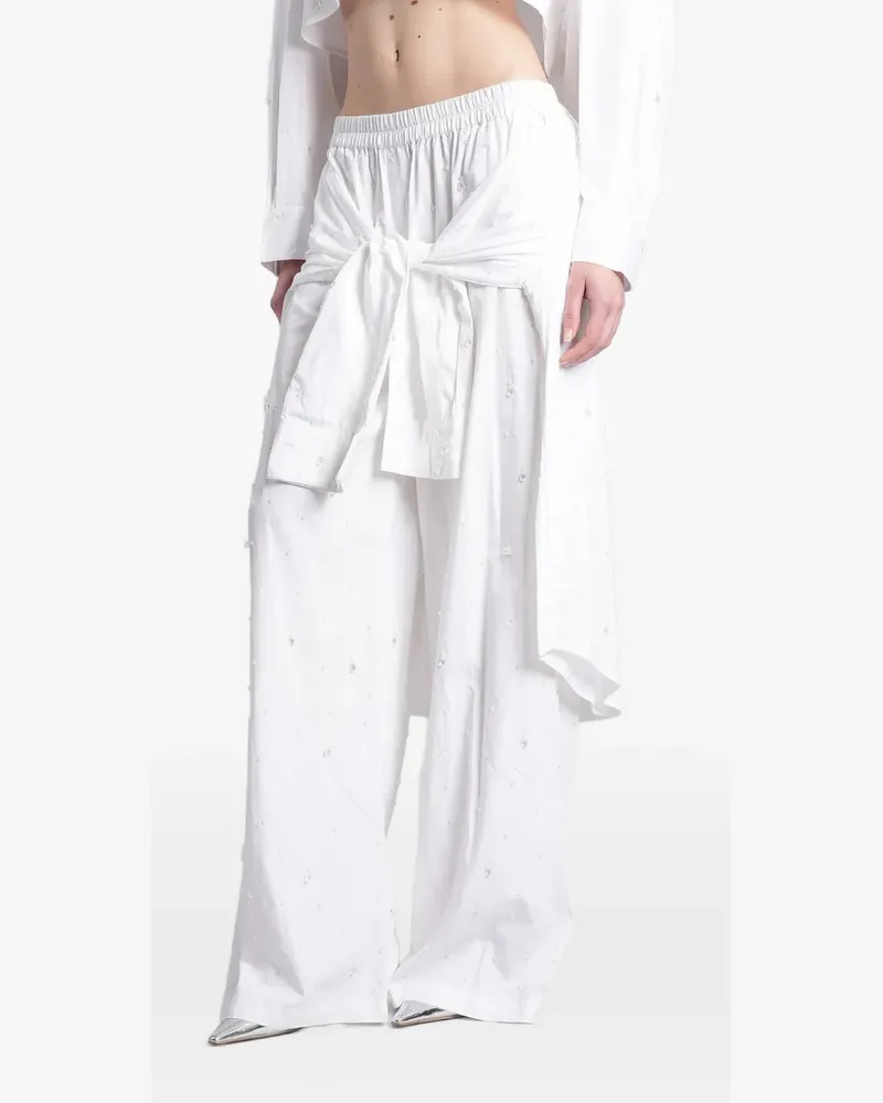 Giuseppe di Morabito crystal-embellished elastic-waist palazzo pants - Weiß Weiß