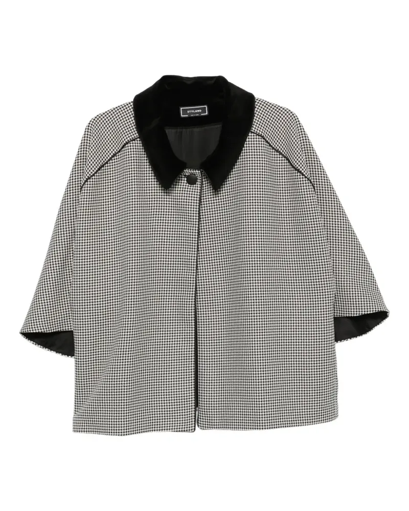 STYLAND houndstooth-pattern coat - Nude Nude