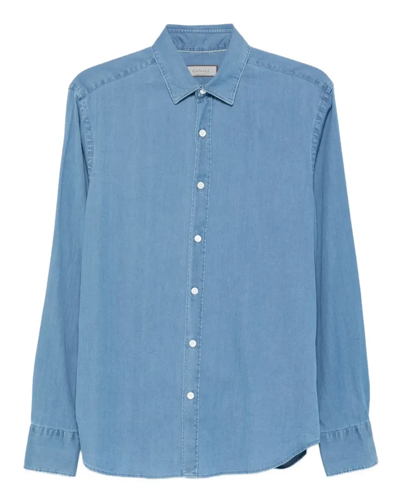 Canali Langärmeliges Jeanshemd - Blau Blau