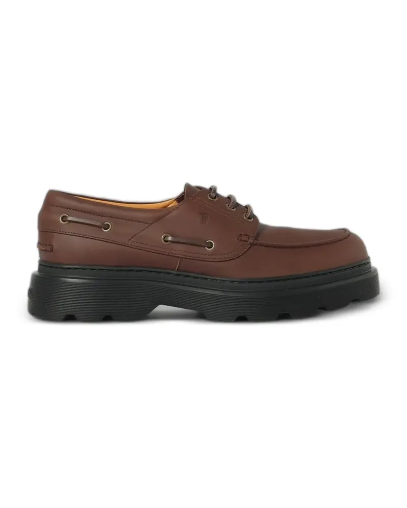 TOD'S leather chunky-sole boat shoes - Braun Braun