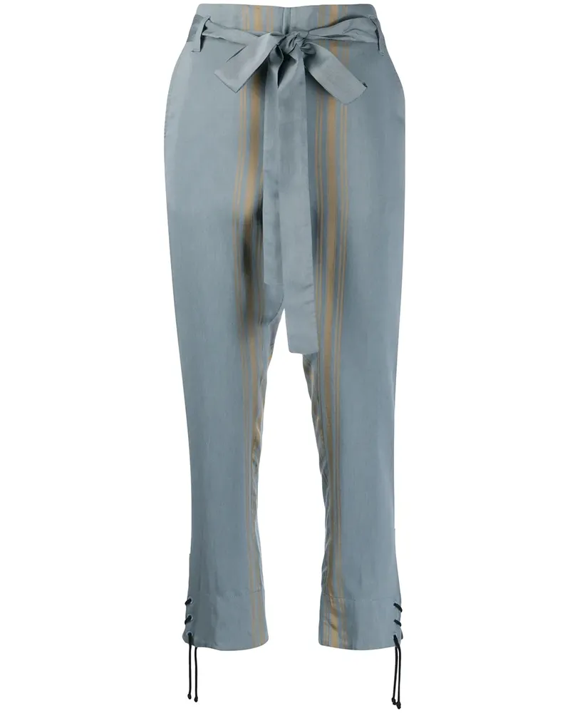Ann Demeulemeester Gestreifte Cropped-Hose - Blau Blau