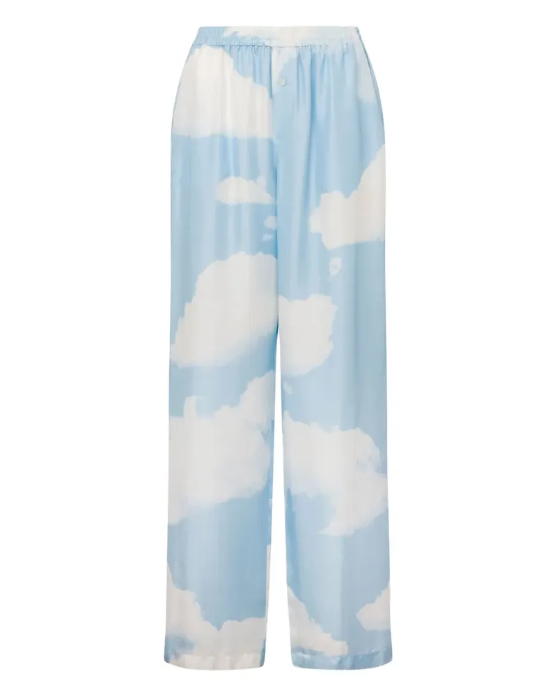 Moschino Weite Hose mit Wolken-Print - Blau Blau
