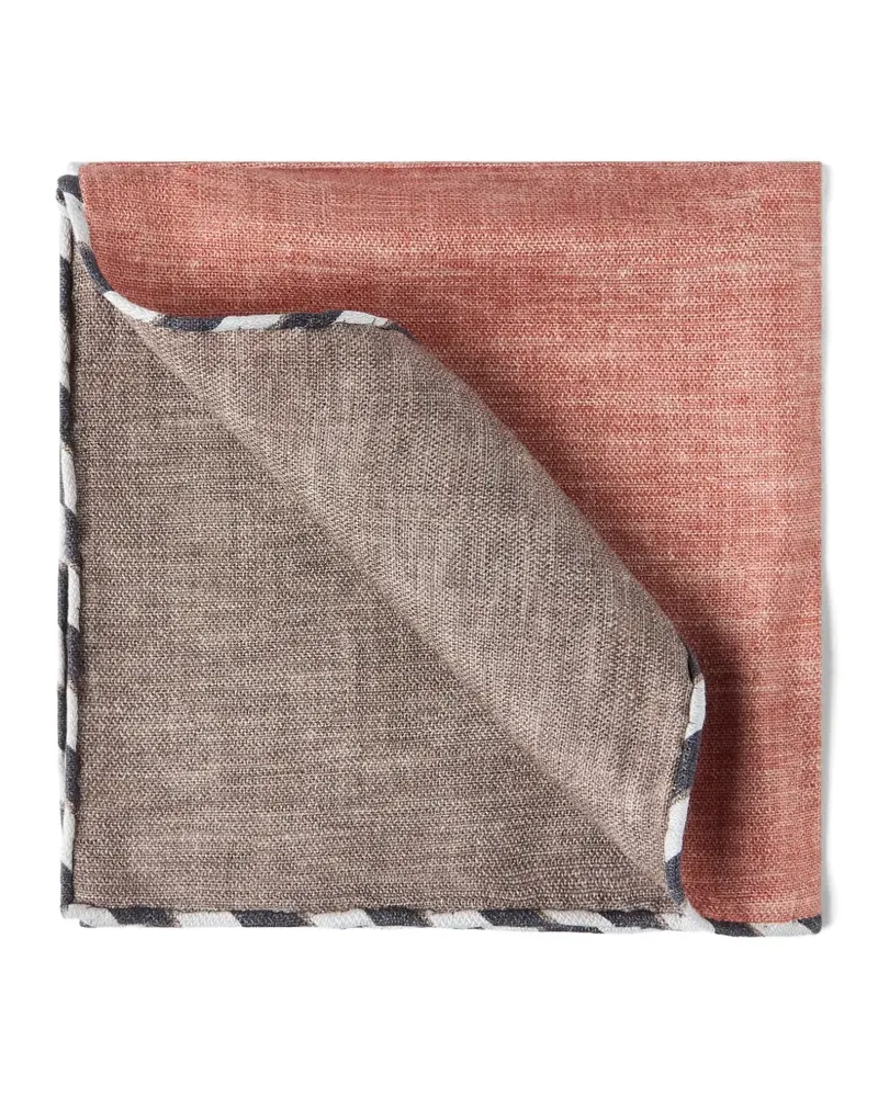 Brunello Cucinelli striped-trim silk pocket square - Rot Rot
