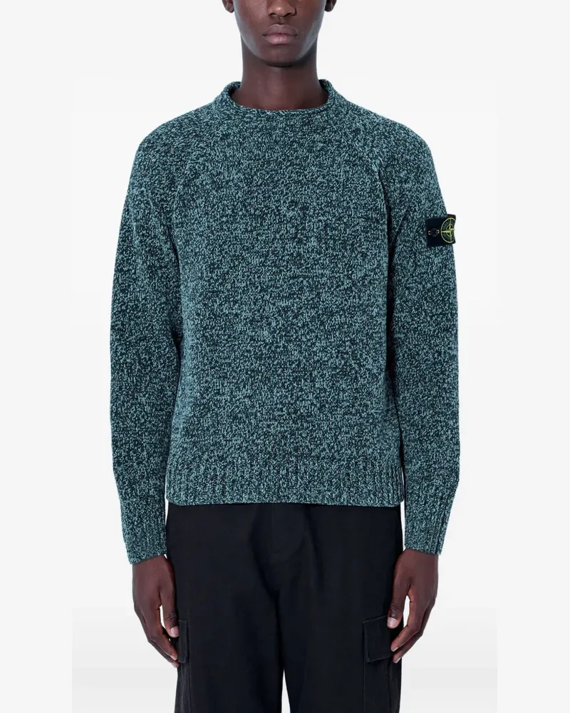 Stone Island logo-patch chunky-knit sweater - Grün Grün