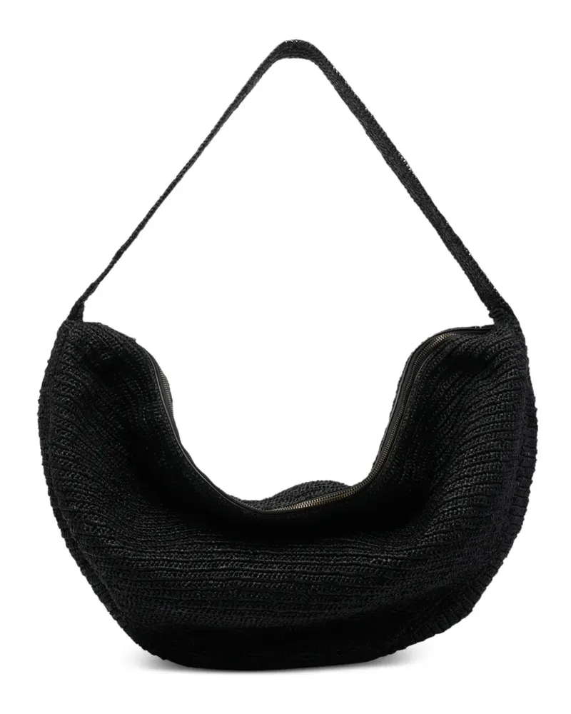 IBELIV Vibe Schultertasche aus Raffiabast - Schwarz Schwarz