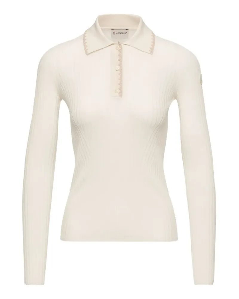 Moncler Poloshirt aus geripptem Strick - Nude Nude